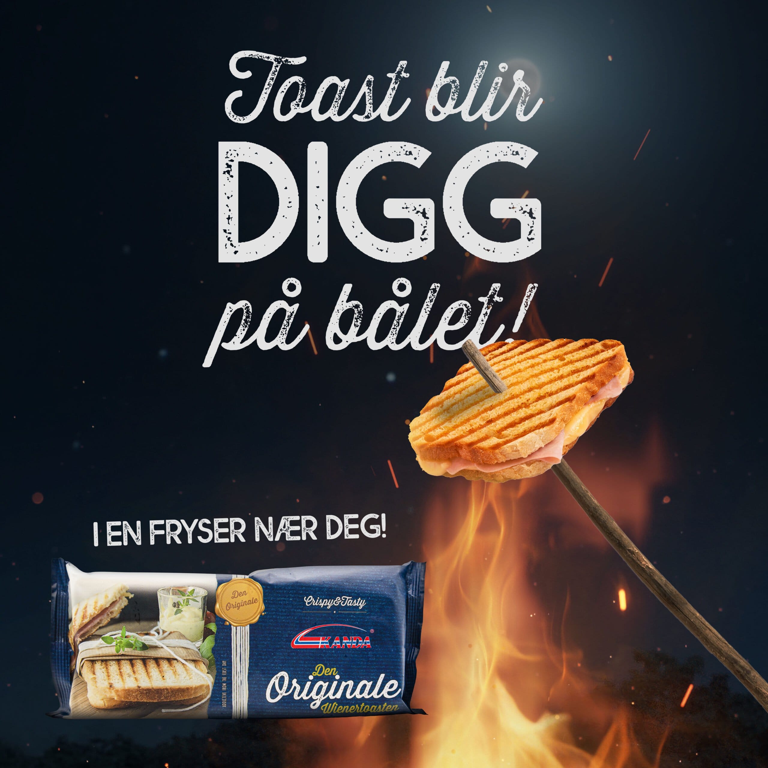 Kanda Wienertoast, toast blir digg på bålet